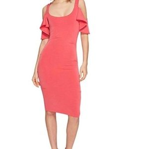 Nicole Miller Cupro Cold Shoulder Sleeve Dress